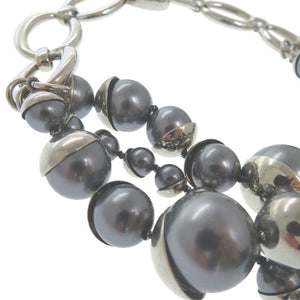 美品 ディオール フェイクパール ネックレス シルバーチョーカー 0989【中古】Dior