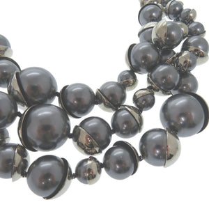 美品 ディオール フェイクパール ネックレス シルバーチョーカー 0989【中古】Dior