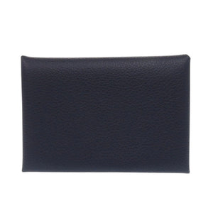 新品同様 エルメス カルヴィデュオ エバーカラー ブルードプリュス W刻印(2024年製) カードケース 青 1004【中古】HERMES