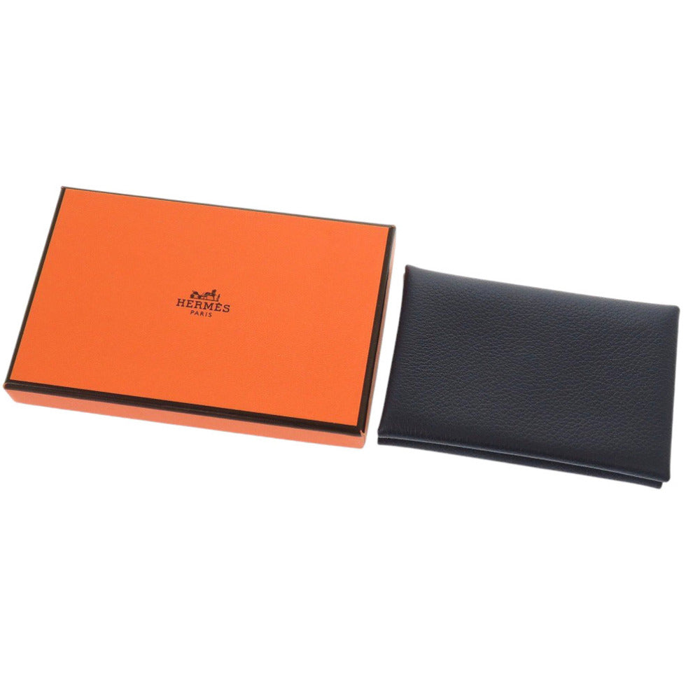 新品同様 エルメス カルヴィデュオ エバーカラー ブルードプリュス W刻印(2024年製) カードケース 青 1004【中古】HERMES