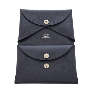新品同様 エルメス カルヴィデュオ エバーカラー ブルードプリュス W刻印(2024年製) カードケース 青 1004【中古】HERMES