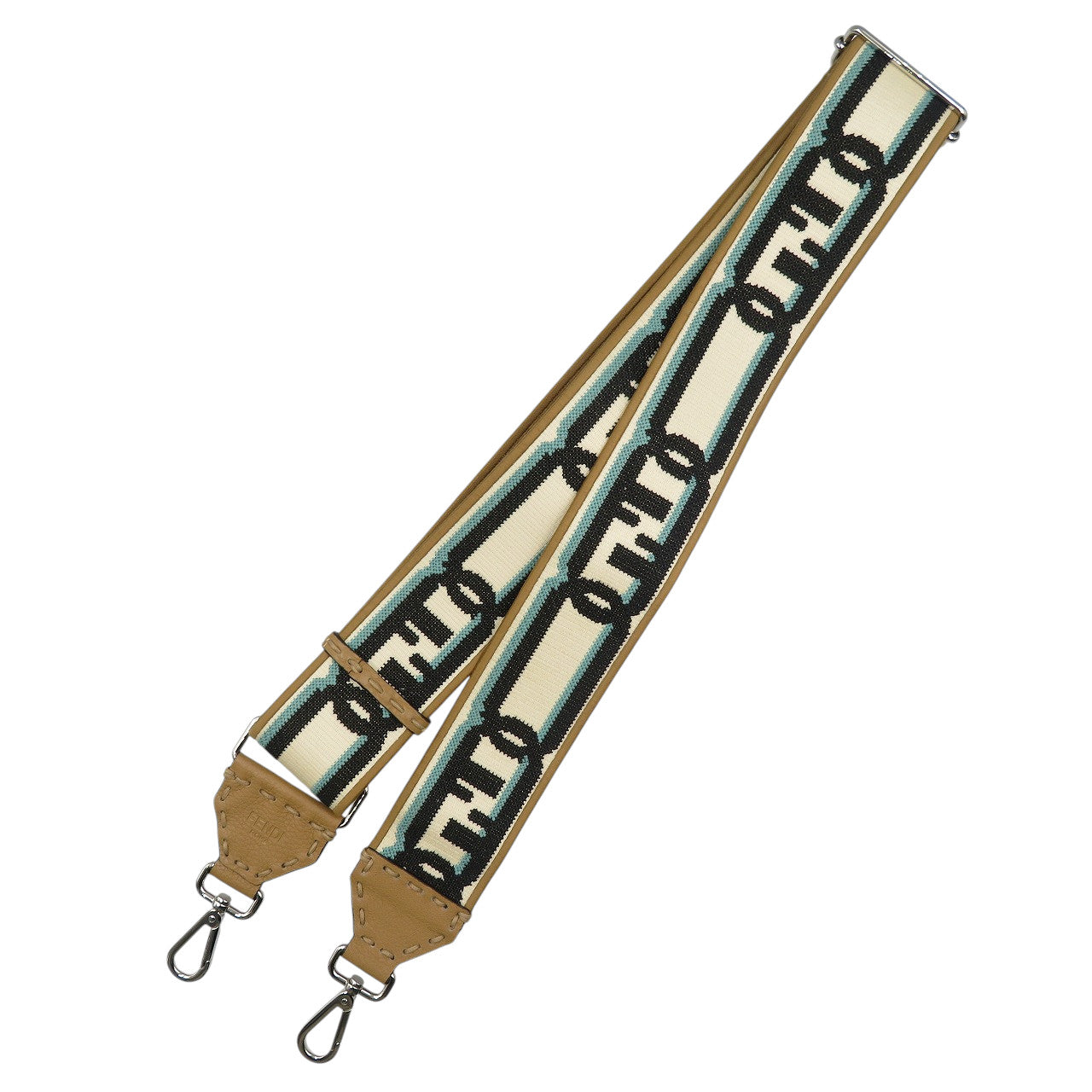 美品 フェンディ ストラップユー キャンバス レザー シルバー金具 ベージュ ホワイト グリーン ブラック ショルダーストラップ 1014【中古】FENDI