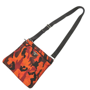 美品 プラダ 迷彩 カモフラージュ サコッシュ ナイロン/テスート オレンジ ショルダーバッグ 1038【中古】PRADA