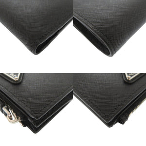 美品 プラダ トライアングルロゴ 2ML049 サフィアーノレザー ブラック 二つ折り財布 1053【中古】PRADA