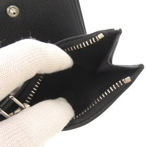 美品 プラダ トライアングルロゴ 2ML049 サフィアーノレザー ブラック 二つ折り財布 1053【中古】PRADA