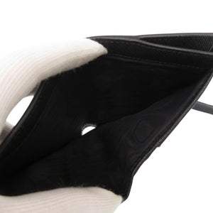 美品 プラダ トライアングルロゴ 2ML049 サフィアーノレザー ブラック 二つ折り財布 1053【中古】PRADA