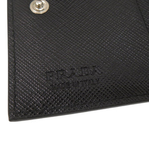 美品 プラダ トライアングルロゴ 2ML049 サフィアーノレザー ブラック 二つ折り財布 1053【中古】PRADA