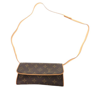 美品 ルイ ヴィトン ポシェットツインPM モノグラム M51854 ブラウン ショルダーバッグ LV 1056【中古】LOUIS VUITTON