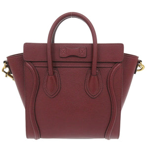 新品同様 セリーヌ ラゲージ ナノショッパー レザー バーガンディ 2WAY ハンドバッグ ショルダーバッグ 1066【中古】CELINE