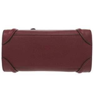 新品同様 セリーヌ ラゲージ ナノショッパー レザー バーガンディ 2WAY ハンドバッグ ショルダーバッグ 1066【中古】CELINE