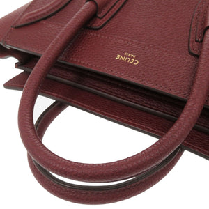 新品同様 セリーヌ ラゲージ ナノショッパー レザー バーガンディ 2WAY ハンドバッグ ショルダーバッグ 1066【中古】CELINE