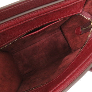 新品同様 セリーヌ ラゲージ ナノショッパー レザー バーガンディ 2WAY ハンドバッグ ショルダーバッグ 1066【中古】CELINE