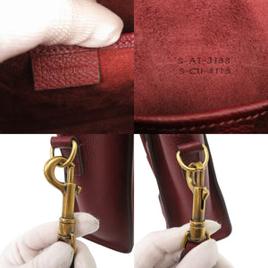 新品同様 セリーヌ ラゲージ ナノショッパー レザー バーガンディ 2WAY ハンドバッグ ショルダーバッグ 1066【中古】CELINE