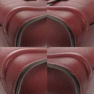 新品同様 セリーヌ ラゲージ ナノショッパー レザー バーガンディ 2WAY ハンドバッグ ショルダーバッグ 1066【中古】CELINE