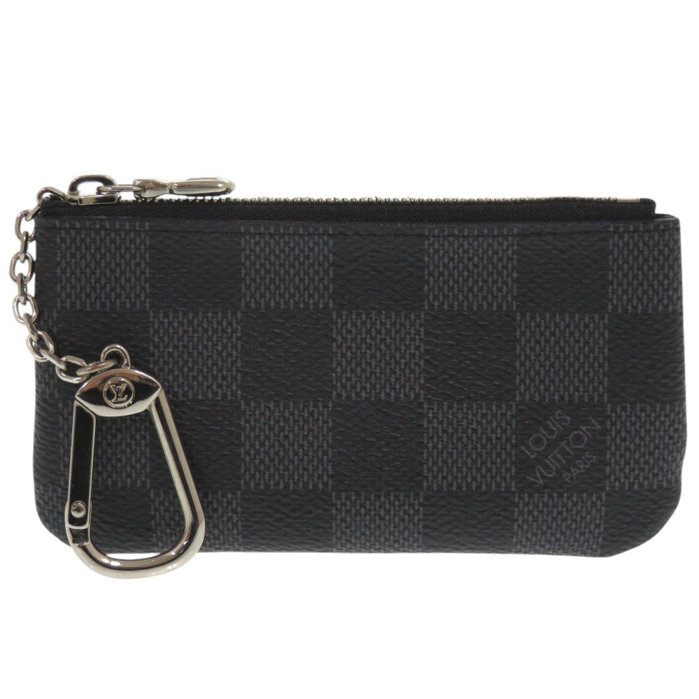 美品 ルイ ヴィトン ポシェットクレ ダミエ グラフィット N60155 ブラック コインケース LV 1070【中古】LOUIS VUITTON メンズ