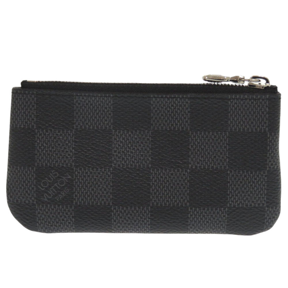 美品 ルイ ヴィトン ポシェットクレ ダミエ グラフィット N60155 ブラック コインケース LV 1070【中古】LOUIS VUITTON メンズ