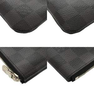 美品 ルイ ヴィトン ポシェットクレ ダミエ グラフィット N60155 ブラック コインケース LV 1070【中古】LOUIS VUITTON メンズ