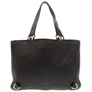 美品 グッチ グッチシマ アビー 170004 レザー ブラック ハンドバッグ トートバッグ 黒 1077【中古】GUCCI