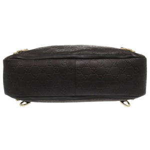 美品 グッチ グッチシマ アビー 170004 レザー ブラック ハンドバッグ トートバッグ 黒 1077【中古】GUCCI