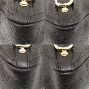 美品 グッチ グッチシマ アビー 170004 レザー ブラック ハンドバッグ トートバッグ 黒 1077【中古】GUCCI