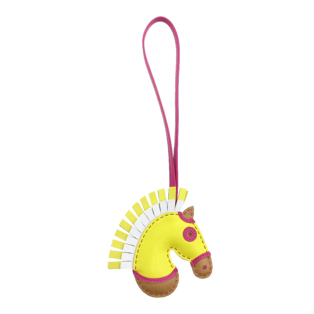 未使用品 エルメス ジージーカマイユ キーホルダー アニョーミロ ライム/ローズパープル/チャイ 黄色 Z刻印(2021年製) 1079【中古】HERMES