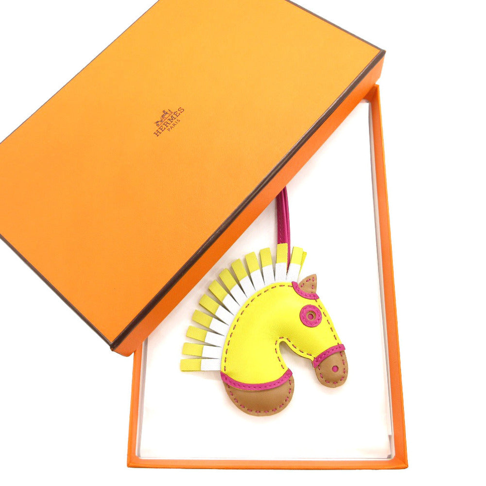 未使用品 エルメス ジージーカマイユ キーホルダー アニョーミロ ライム/ローズパープル/チャイ 黄色 Z刻印(2021年製) 1079【中古】HERMES