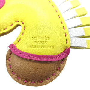 未使用品 エルメス ジージーカマイユ キーホルダー アニョーミロ ライム/ローズパープル/チャイ 黄色 Z刻印(2021年製) 1079【中古】HERMES