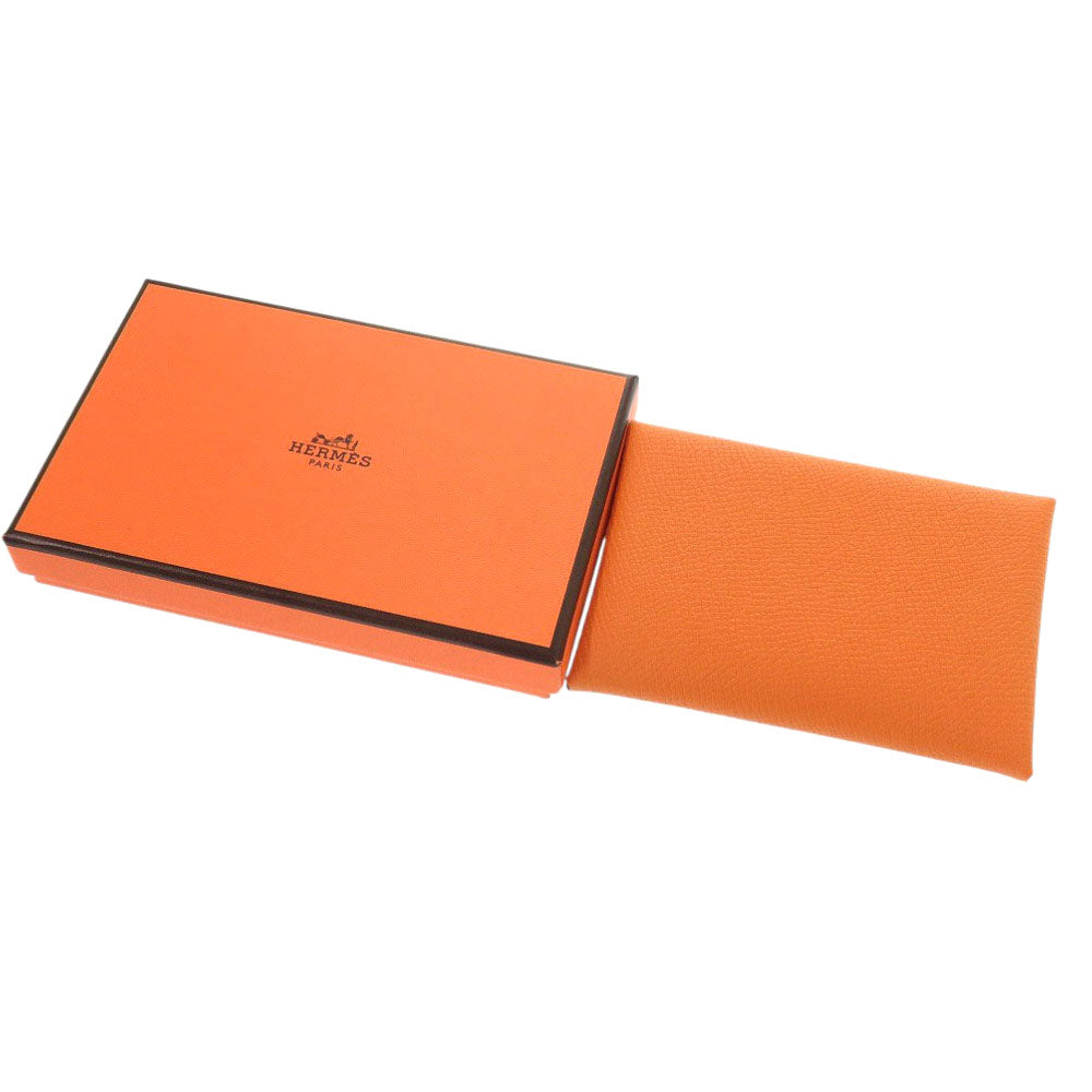 未使用 エルメス カルヴィデュオ ヴォーエプソン オレンジ B刻印(2023年製) カードケース 1080【中古】HERMES