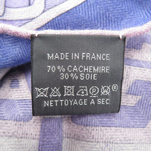 新品同様 エルメス ロザンジュMM スカーフ ホースモチーフ JPタグ付 タッターソール カシミヤ シルク ブルー 1081【中古】HERMES