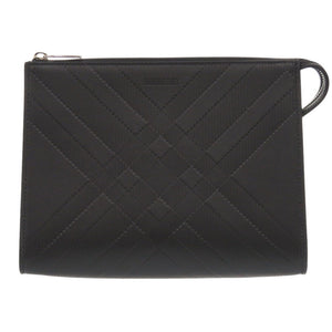 未使用 バーバリー レザー ブラック ポーチ クラッチバッグ 黒 1093【中古】BURBERRY