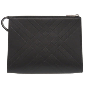 未使用 バーバリー レザー ブラック ポーチ クラッチバッグ 黒 1093【中古】BURBERRY