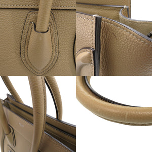 美品 セリーヌ ラゲージ マイクロショッパー レザー ベージュ ハンドバッグ 1112【中古】CELINE