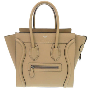美品 セリーヌ ラゲージ マイクロショッパー レザー ベージュ ハンドバッグ 1112【中古】CELINE