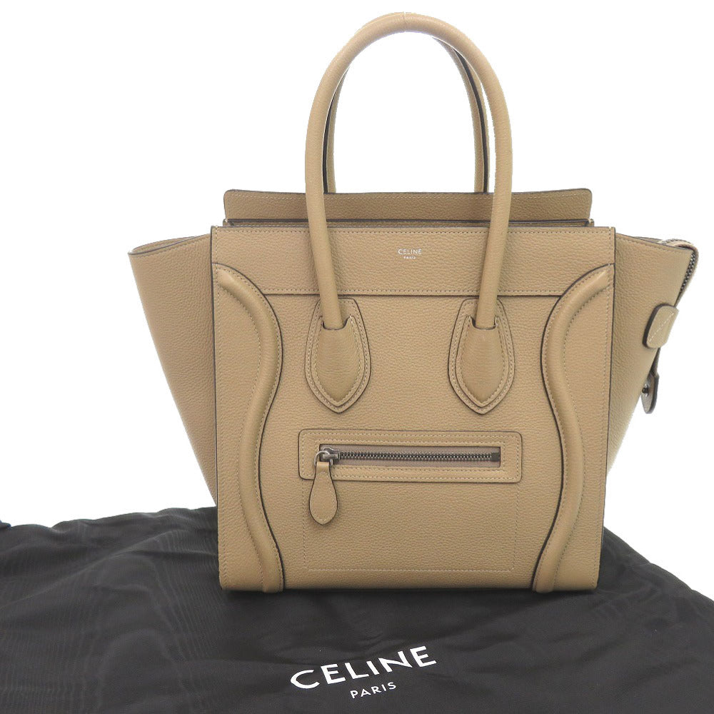 美品 セリーヌ ラゲージ マイクロショッパー レザー ベージュ ハンドバッグ 1112【中古】CELINE