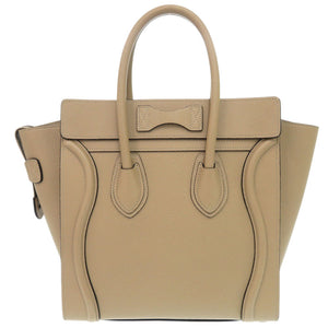 美品 セリーヌ ラゲージ マイクロショッパー レザー ベージュ ハンドバッグ 1112【中古】CELINE