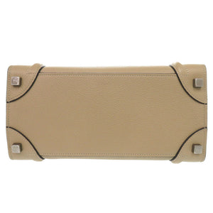 美品 セリーヌ ラゲージ マイクロショッパー レザー ベージュ ハンドバッグ 1112【中古】CELINE