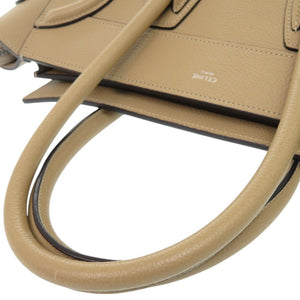 美品 セリーヌ ラゲージ マイクロショッパー レザー ベージュ ハンドバッグ 1112【中古】CELINE