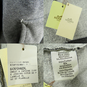 美品 エルメス ジップ スウェット パーカー 647610JA82XL コットン グレー メンズ 1133【中古】HERMES
