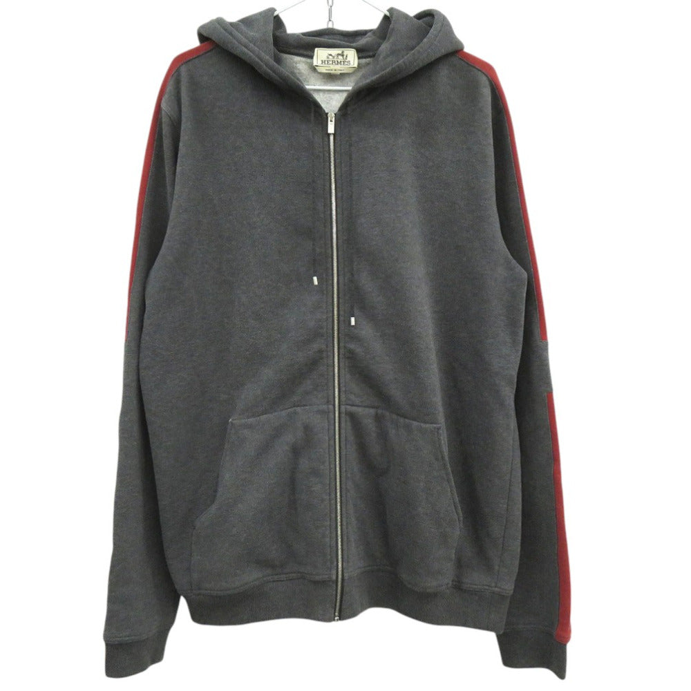 美品 エルメス ジップ スウェット パーカー 647610JA82XL コットン グレー メンズ 1133【中古】HERMES