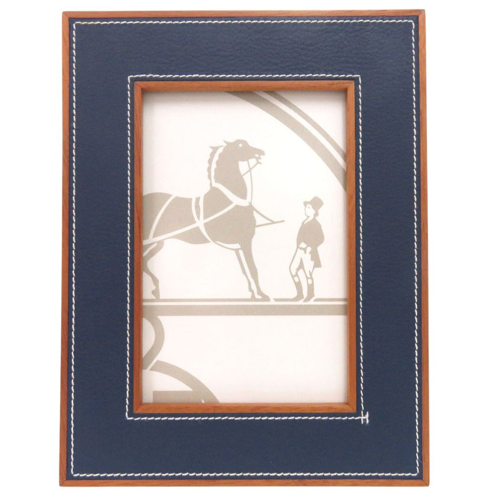 新品同様 エルメス プレイヤードPM フォトフレーム 写真立て レザー マホガニー ブラウン 1136【中古】HERMES