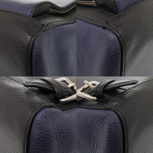 美品 グッチ 406364 レザー ネイビー/ブラック リュック デイパック 1140【中古】GUCCI