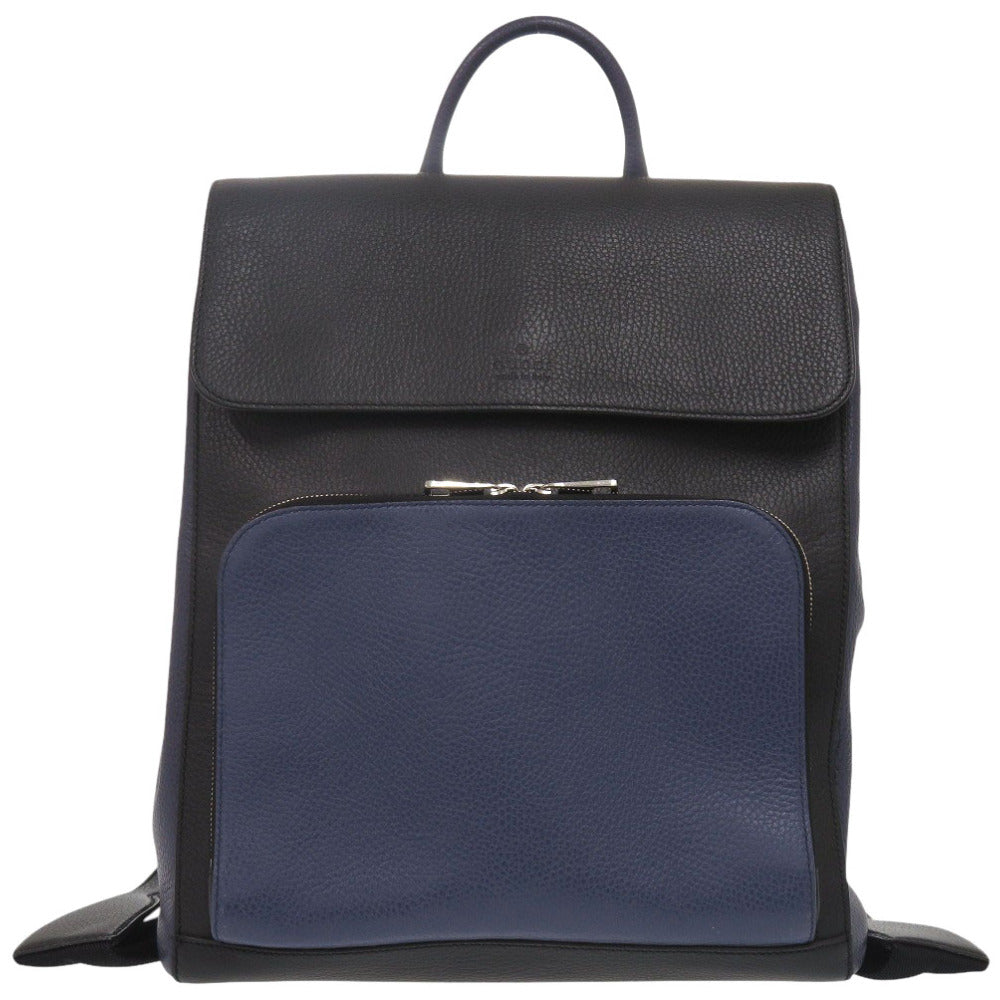 美品 グッチ 406364 レザー ネイビー/ブラック リュック デイパック 1140【中古】GUCCI