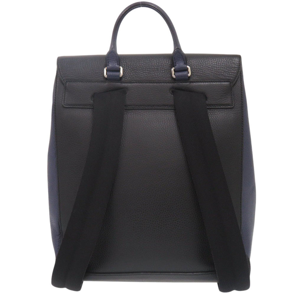 美品 グッチ 406364 レザー ネイビー/ブラック リュック デイパック 1140【中古】GUCCI