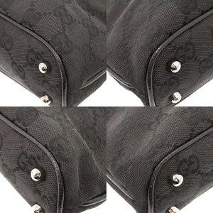 美品 グッチ 113015 GGキャンバス ブラック ハンドバッグ トートバッグ 黒 1141【中古】GUCCI