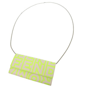 新品同様 フェンディ バイ マークジェイコブス レザー ネオンイエロー ホワイト チェーンウォレット 1156【中古】FENDI