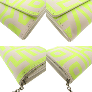 新品同様 フェンディ バイ マークジェイコブス レザー ネオンイエロー ホワイト チェーンウォレット 1156【中古】FENDI