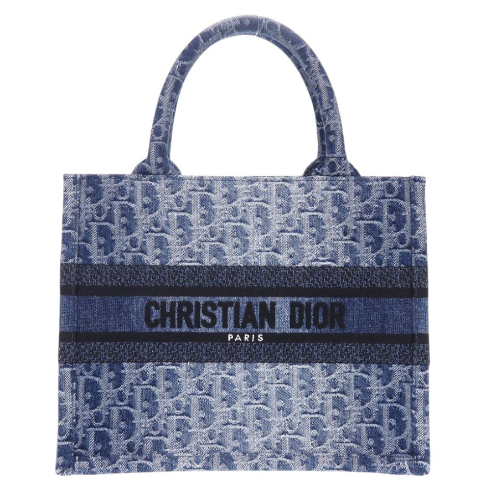 新品同様 クリスチャンディオール オブリーク ブックトート スモール デニム ブルー トートバッグ 青 1161【中古】Christian Dior