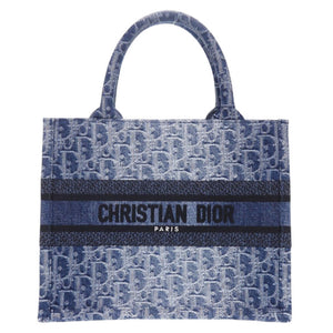 新品同様 クリスチャンディオール オブリーク ブックトート スモール デニム ブルー トートバッグ 青 1161【中古】Christian Dior