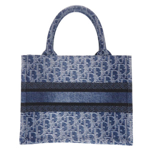 新品同様 クリスチャンディオール オブリーク ブックトート スモール デニム ブルー トートバッグ 青 1161【中古】Christian Dior