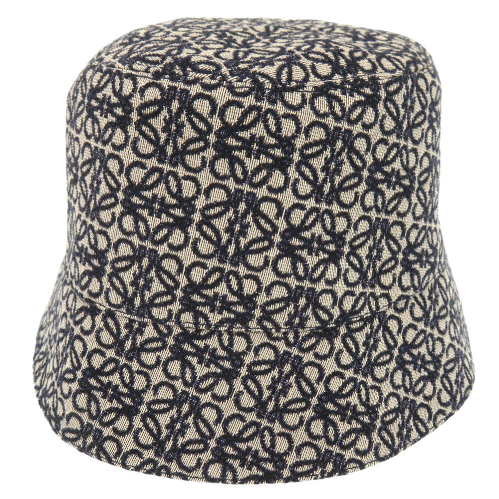 美品 ロエベ アナグラム K820HB1X13 コットン ポリエステル ベージュ ネイビー ブラック バケットハット 1194【中古】LOEWE